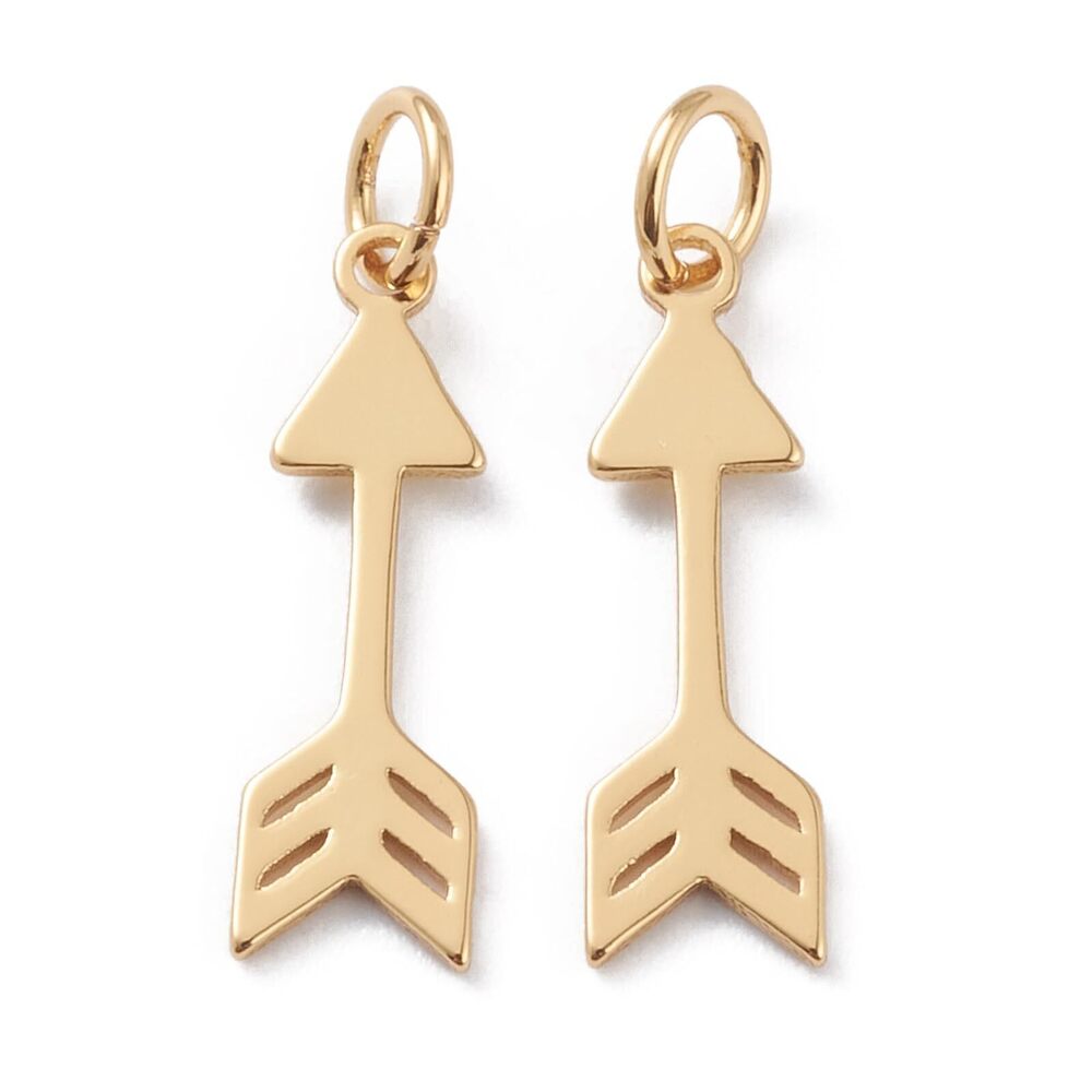 2608 20 pcs Golden Color Arrow Theme Brass Charms Arrow Head Punk Real 18K